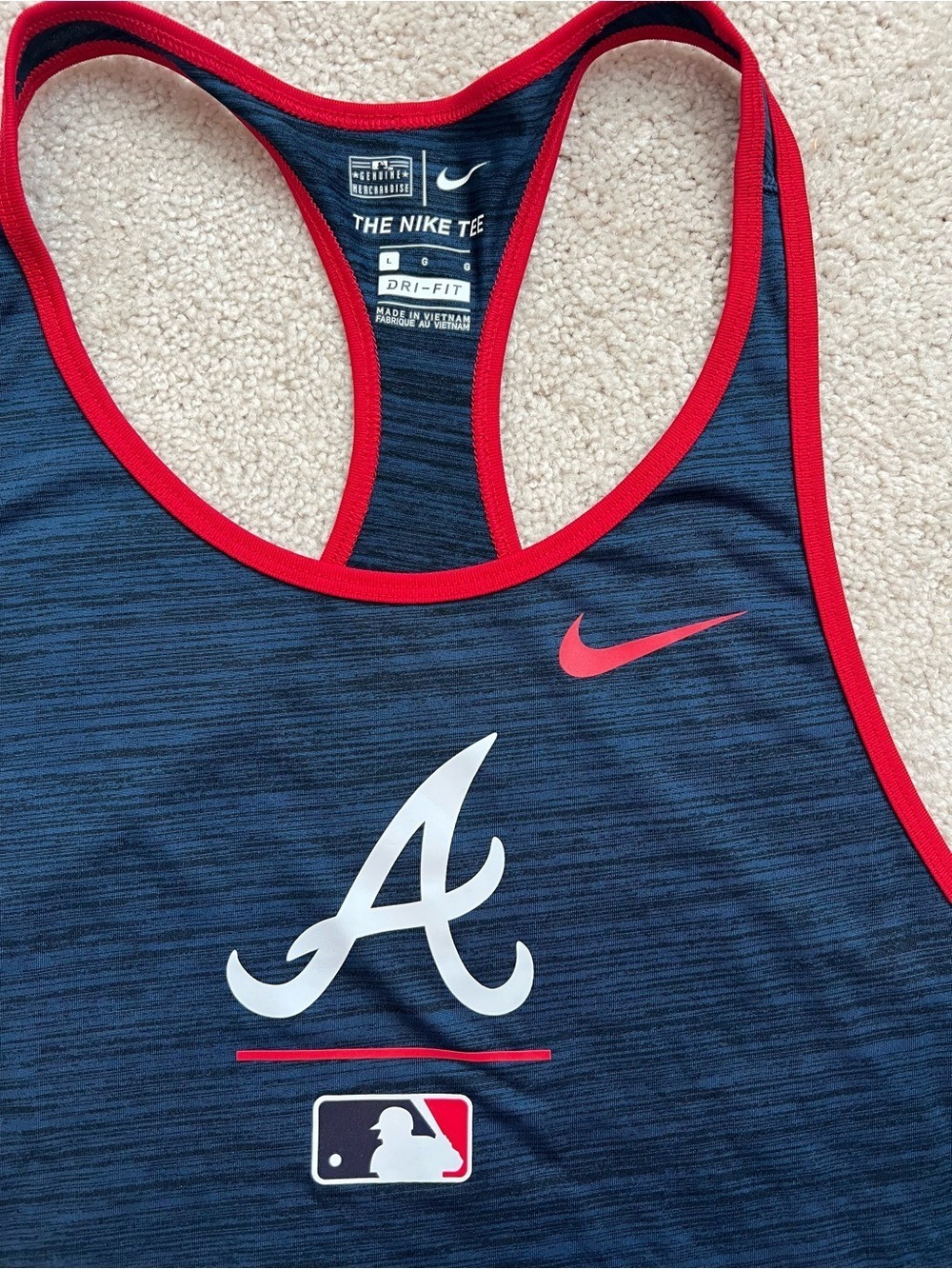 Nike Atlanta Braves Women's Large Navy and Red Racerback Dri-Fit Tank Baseball